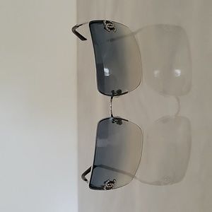 AUTH Vintage CHANEL CC Logo Rimless Swarovski Crystal Blue Gradient Sunglasses